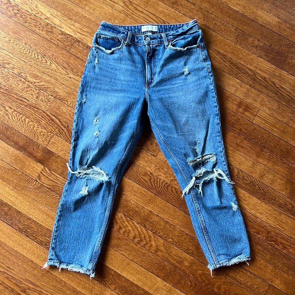Abercrombie & Fitch “The Mom High Rose” Distressed Denim Jean | 28/6S (Short)